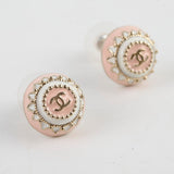 Chanel Pink CC Logo Stud Earrings Costume Jewellery
