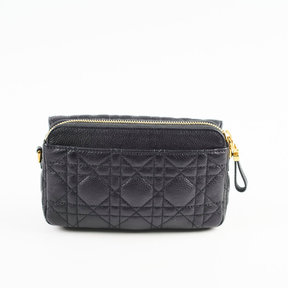 Christian Dior Caro Pouch With Chain & Strap Black