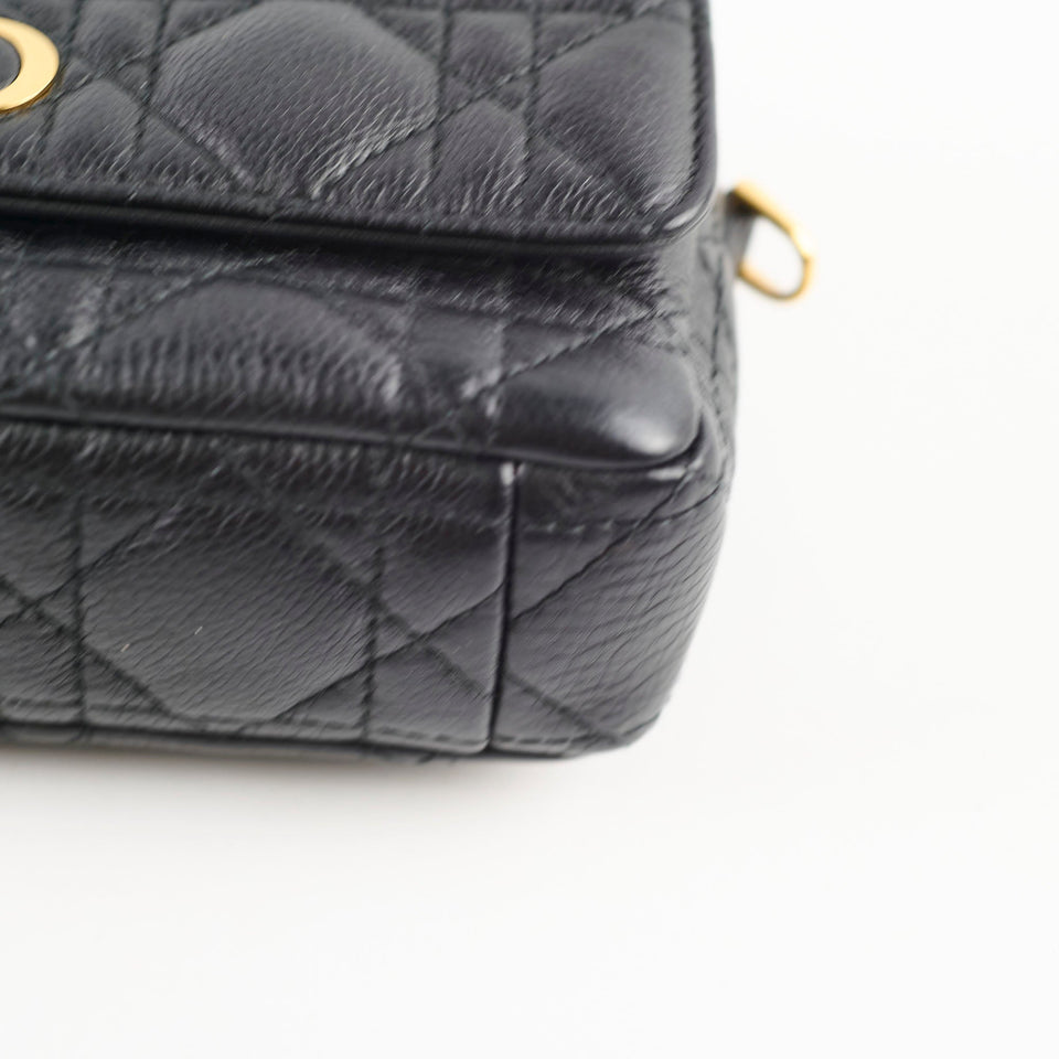 Christian Dior Caro Pouch With Chain & Strap Black