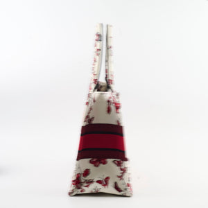 Christian Dior Medium Book Tote Butterfly Embroidery Red