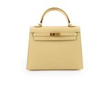 Hermes Kelly 25 Jaune Poussin Epsom Sellier X Stamp 2016