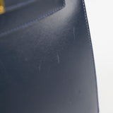 Hermes Kelly 28 Blue Indigo Box Circle X Stamp