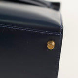 Hermes Kelly 28 Blue Indigo Box Circle X Stamp