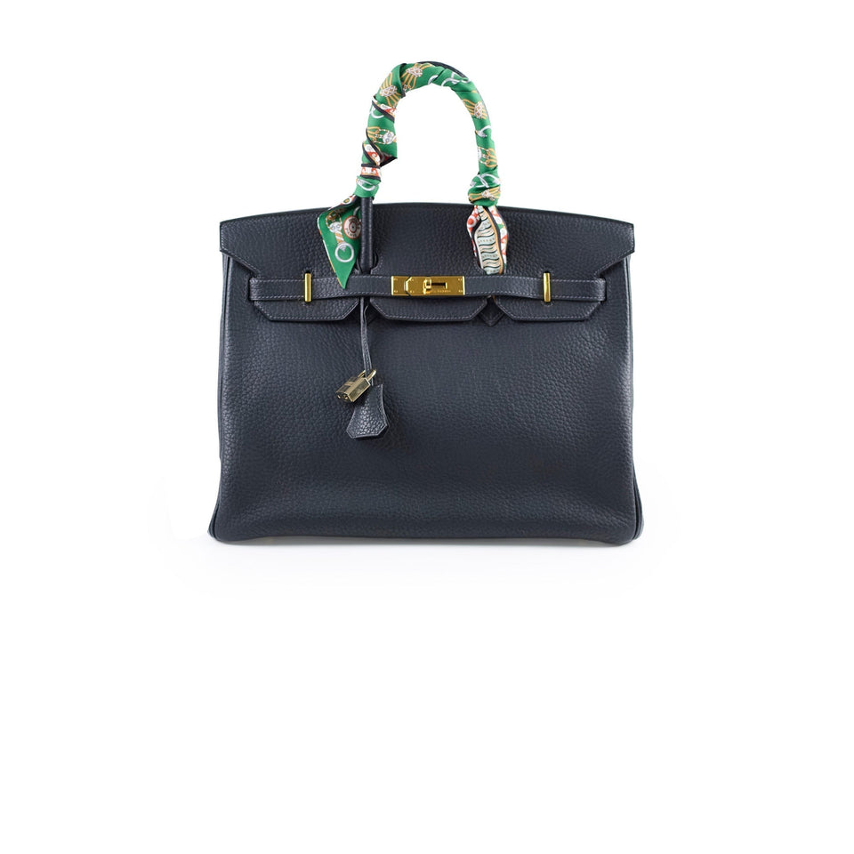Hermes 35 Birkin Fjord Blue Indigo Square H Stamp