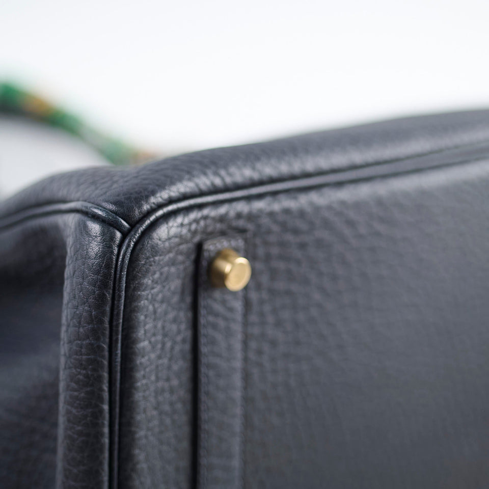 Hermes 35 Birkin Fjord Blue Indigo Square H Stamp