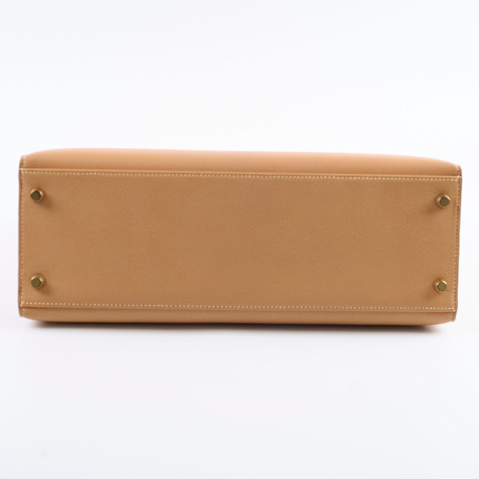 Hermes Kelly 32 Cushbell Natural Gold Circle W Stamp