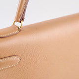 Hermes Kelly 32 Cushbell Natural Gold Circle W Stamp