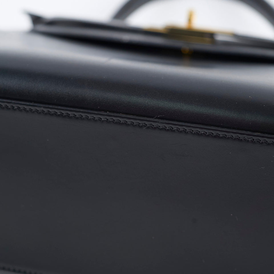 Hermes Kelly 28 Black Box Square D Stamp