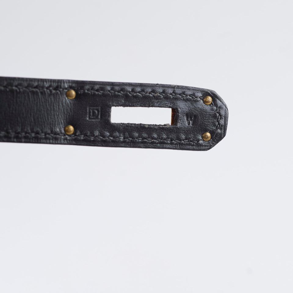 Hermes Kelly 28 Black Box Square D Stamp