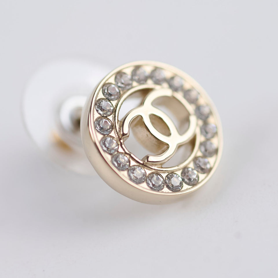 Chanel Round CC Crystal Earrings Costume Jewellery
