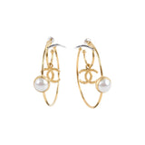 Chanel Large Hoop Pearl CC Earrings