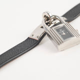 Hermes Kelly Watch Bracelet Black/Silver Espom