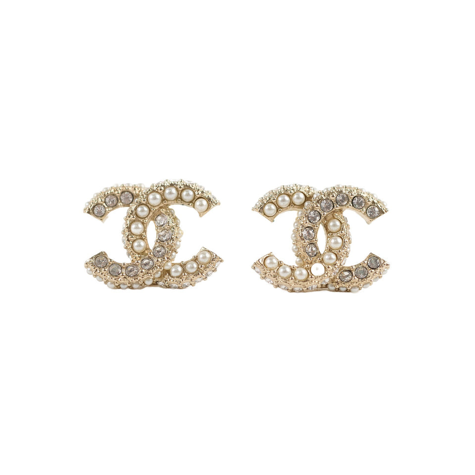 Chanel CC Crystal/Pearl Earrings Costume Jewellery