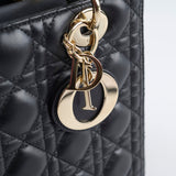 Christian Dior Medium Lambskin Lady Dior Black