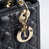 Christian Dior Medium Lambskin Lady Dior Black