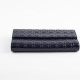 Christian Dior Wallet On Chain WOC Patent Dark Navy