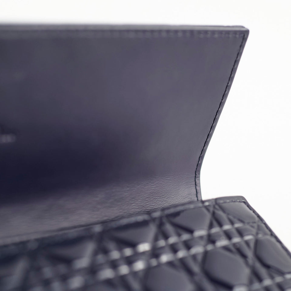 Christian Dior Wallet On Chain WOC Patent Dark Navy