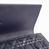 Christian Dior Wallet On Chain WOC Patent Dark Navy