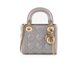 Christian Dior Lady Dior Mini Lambskin Grey Metallic