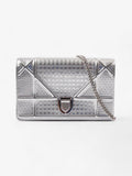 Diorama Wallet On Chain  Silver Patent Leather