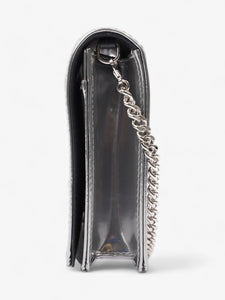 Diorama Wallet On Chain  Silver Patent Leather