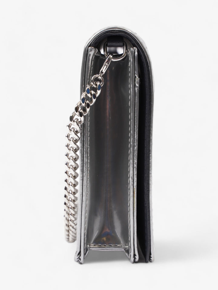 Diorama Wallet On Chain  Silver Patent Leather