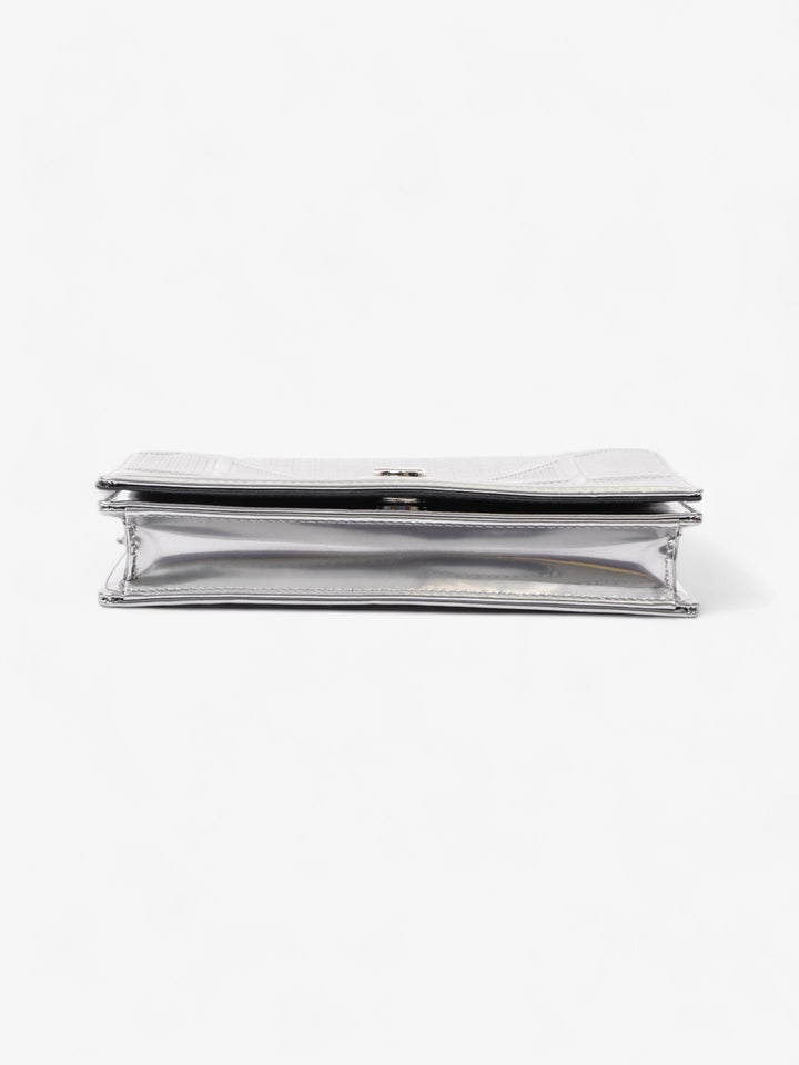Diorama Wallet On Chain  Silver Patent Leather