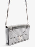 Diorama Wallet On Chain  Silver Patent Leather