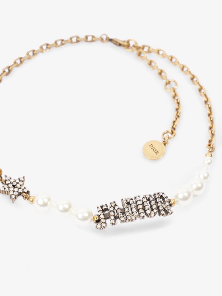 Christian Dior J'ADior Crystal And Pearl Choker Gold / Pearl Base Metal
