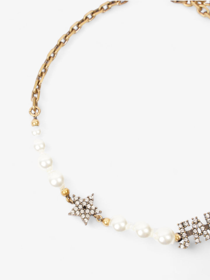 Christian Dior J'ADior Crystal And Pearl Choker Gold / Pearl Base Metal
