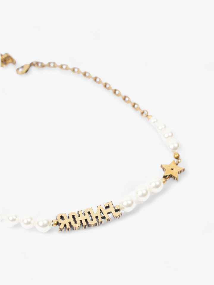 Christian Dior J'ADior Crystal And Pearl Choker Gold / Pearl Base Metal