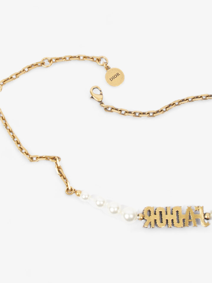 Christian Dior J'ADior Crystal And Pearl Choker Gold / Pearl Base Metal