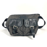 Burberry Sling bag Wool, Leather Gray type Black label Waist bag mens