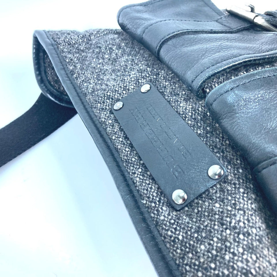Burberry Sling bag Wool, Leather Gray type Black label Waist bag mens