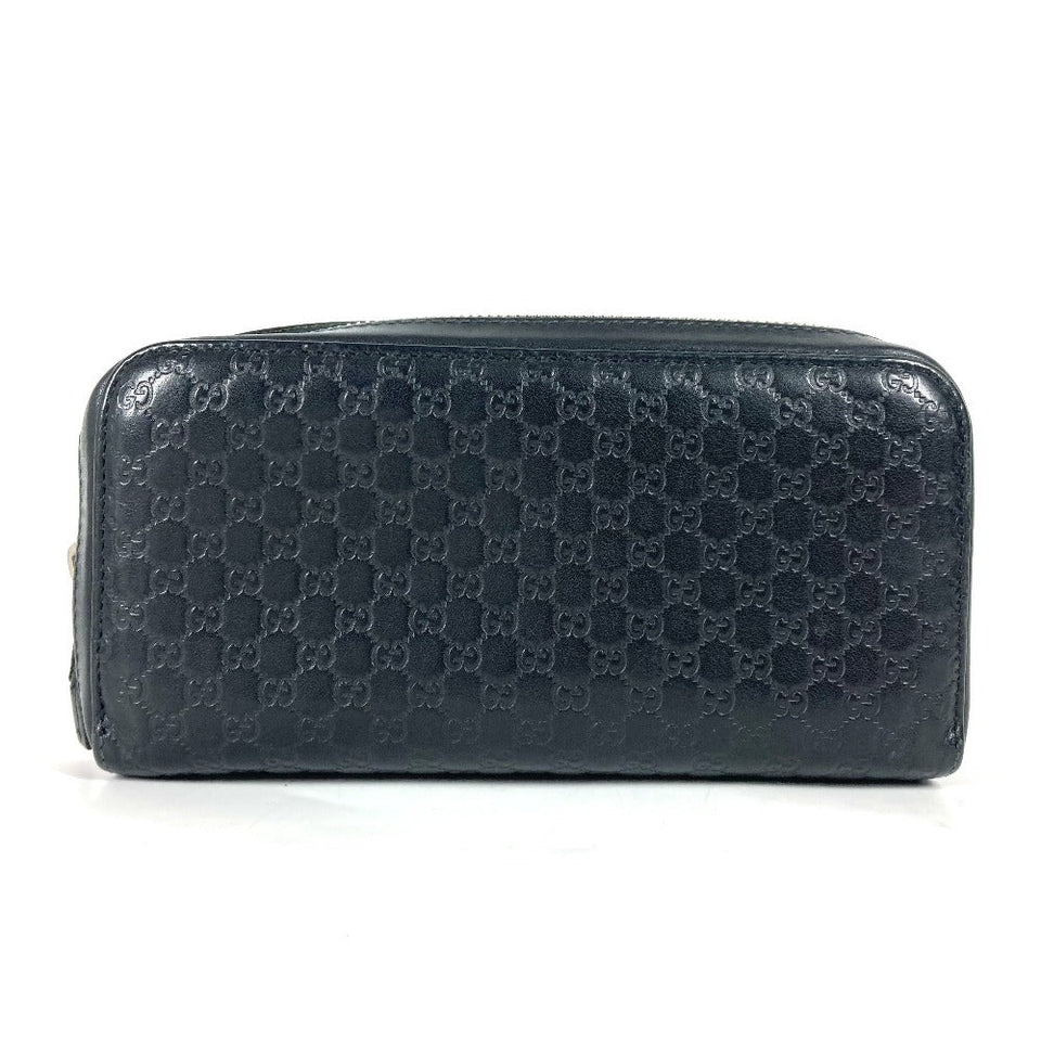 Gucci Long Wallet Purse 278635 leather black GG Micro Guccisima