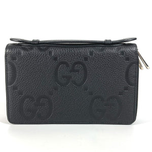 Gucci Long Wallet Purse 751760 leather black Jumbo GG Travel Document Case