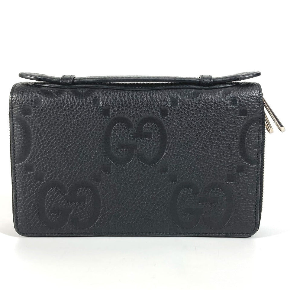 Gucci Long Wallet Purse 751760 leather black Jumbo GG Travel Document Case