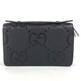 Gucci Long Wallet Purse 751760 leather black Jumbo GG Travel Document Case