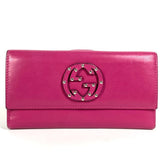 Gucci Long Wallet Purse 231843 leather Purple pink type Interlocking G studs
