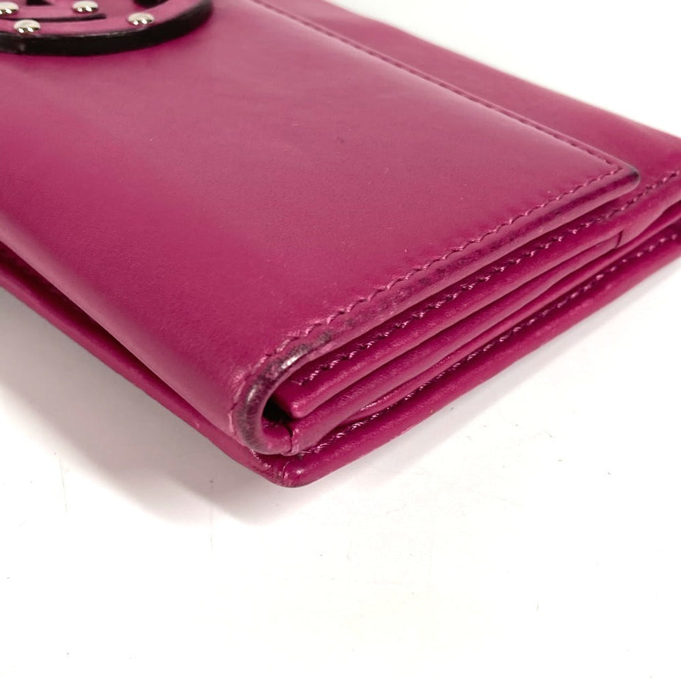Gucci Long Wallet Purse 231843 leather Purple pink type Interlocking G studs