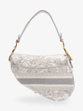 Christian Dior Saddle Bag Grey Oblique Cotton