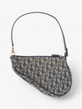 Christian Dior Saddle Pochette Blue Oblique Canvas Mini