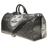 Louis Vuitton NEW Keepall 55 damier graphite strap customized "BATBAG II"!