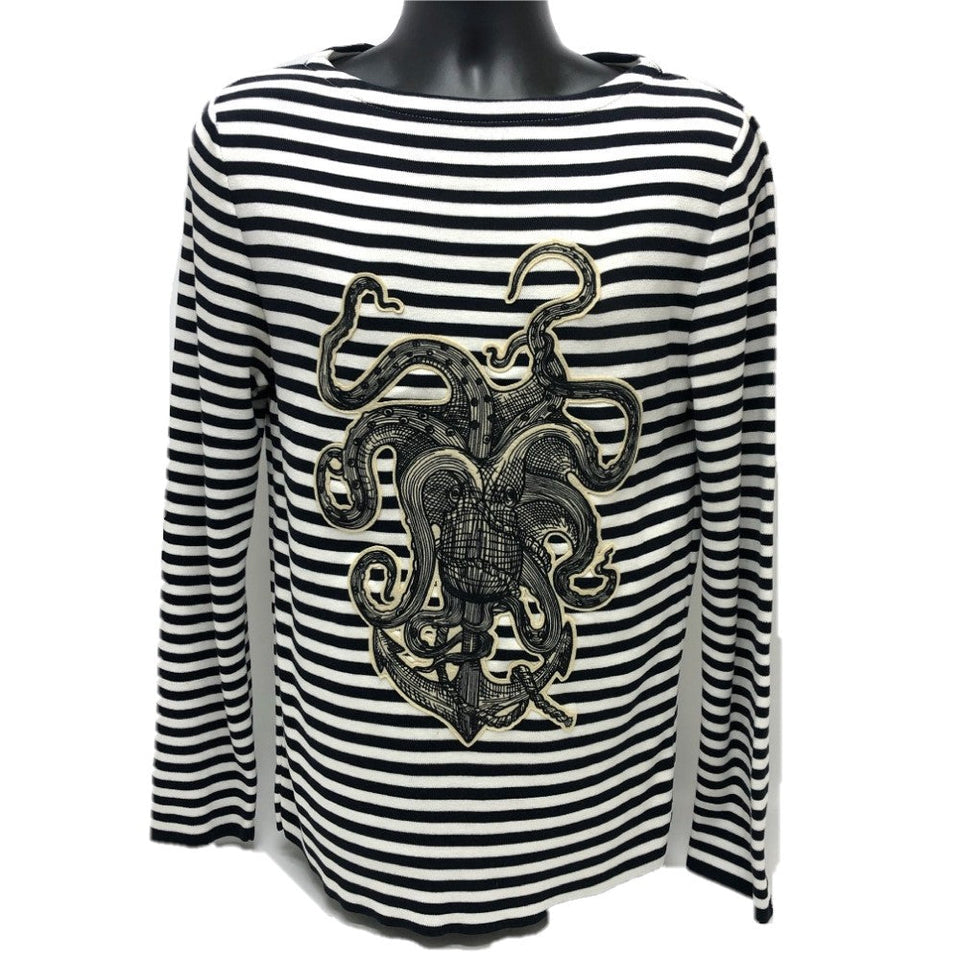 Gucci sweat 461177 cotton White x black tops Border octopus motif mens XS