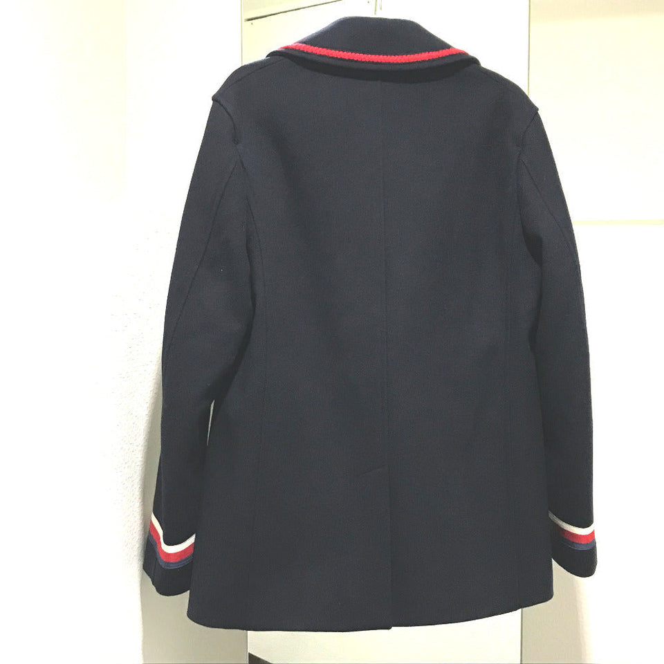 Gucci pea coat 451131 wool Navy By color Silvi Web Ribbon 48