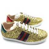 Gucci sneakers 475610 Glitter Canvas , Sequins Gold type Sherry line Women 36.5