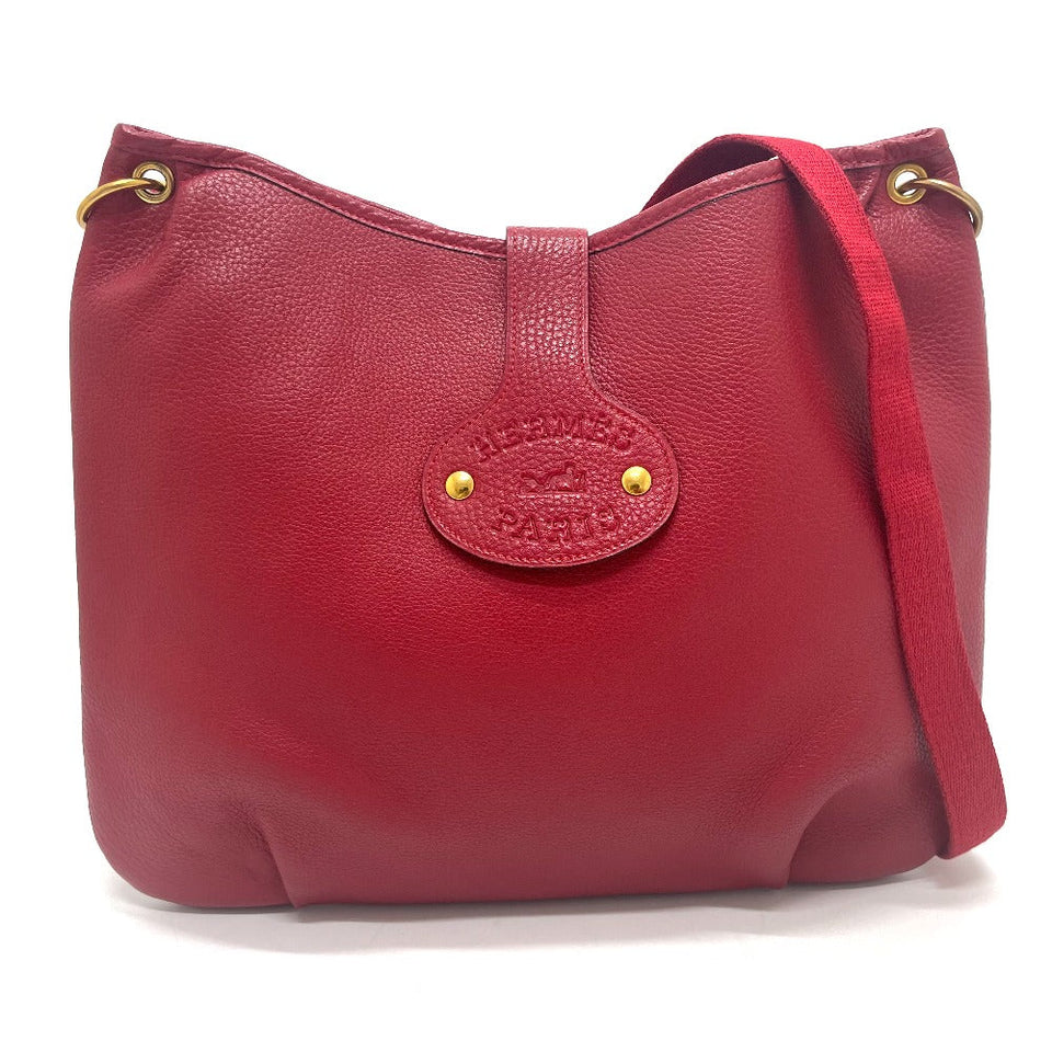 Hermes Shoulder Bag Taurillon Clemence Red Rodeo Women