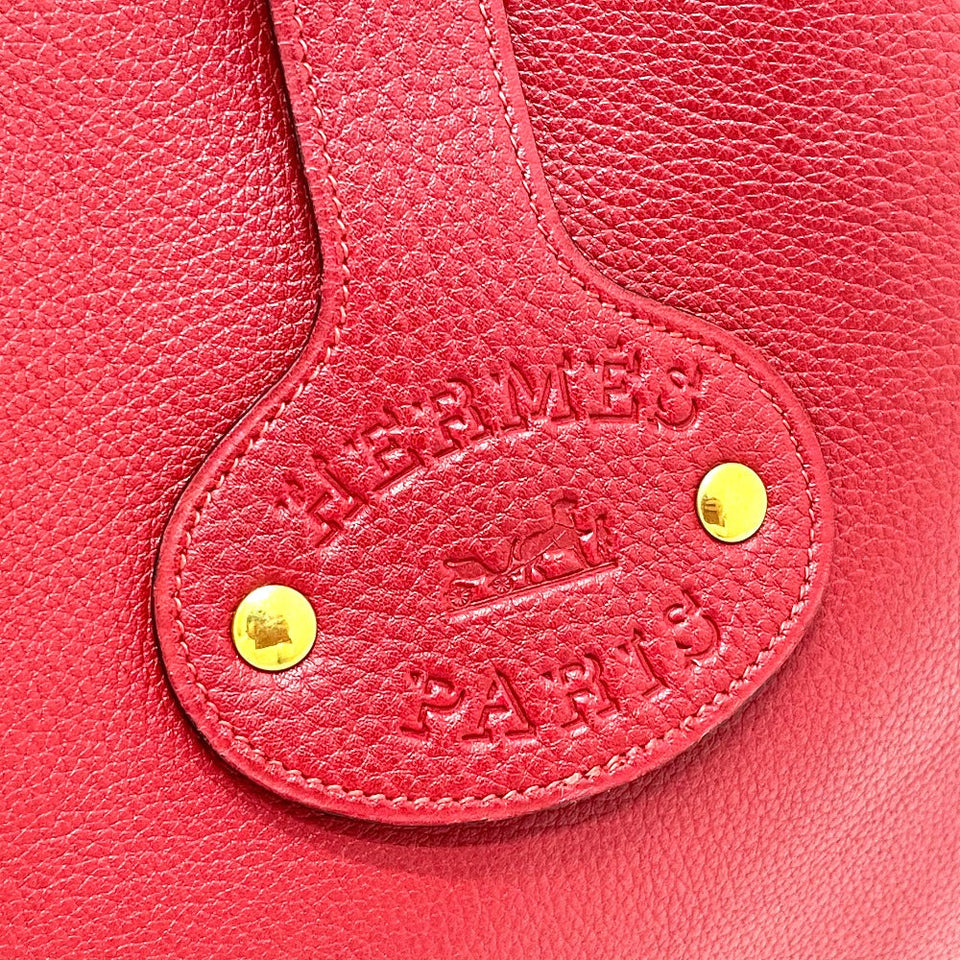 Hermes Shoulder Bag Taurillon Clemence Red Rodeo Women