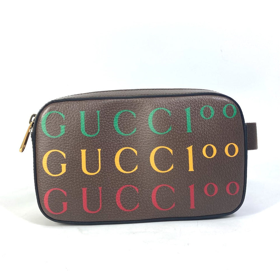 Gucci Sling bag 602695 leather Brown cross bag belt bag 100th anniversary logo