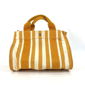 Hermes Handbag canvas Orange With porch Cannes PM Stripe